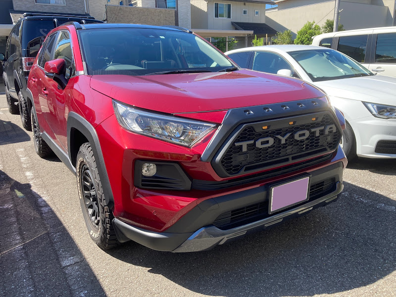 RAV4のRAV4・ラプター風グリル・フロントノーズカバー・赤 ...