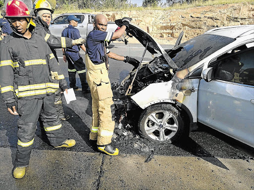 BURNT OUT: Warren Krog's 2013 Ford Kuga is the 45th to have been destroyed by fire on South Africa's roads since December. At least nine Kugas have caught fire since the start of the year