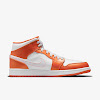 air jordan 1 mid se electro orange / white / black