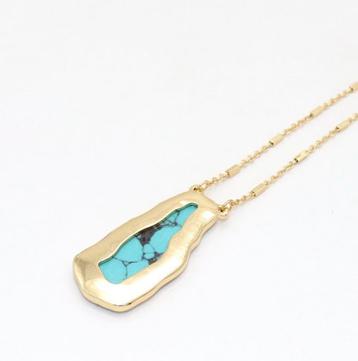 Title 3, Long necklace inlaid with abalone shell, a beau...