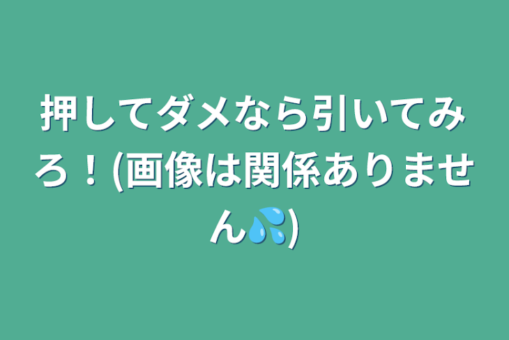 「押してダメなら引いてみろ！(画像は関係ありません💦)」のメインビジュアル