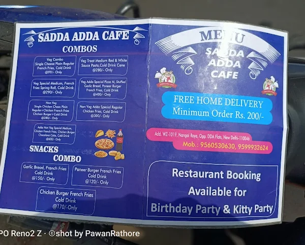 Sadda Adda Cafe menu 