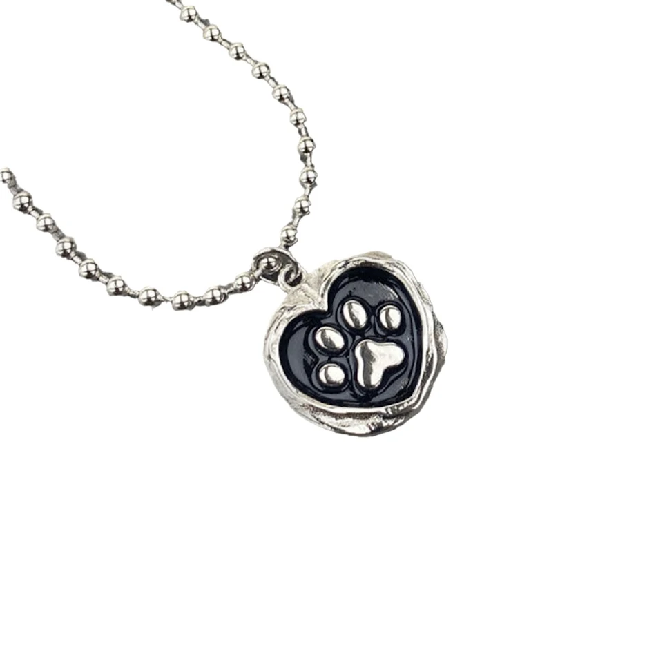 Precioso Collar con Sello de Gota de Corazón de Gato de Dibujos Animados Perfecto para Expresar Amor y Dulzura, un Regalo Ideal.