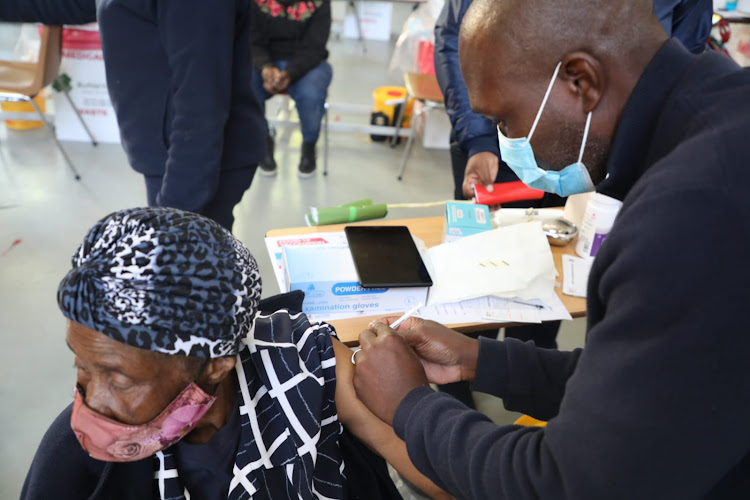 Sibongile Makoteni, during the second phase of vaccination programme in Germiston, Ekurhuleni.