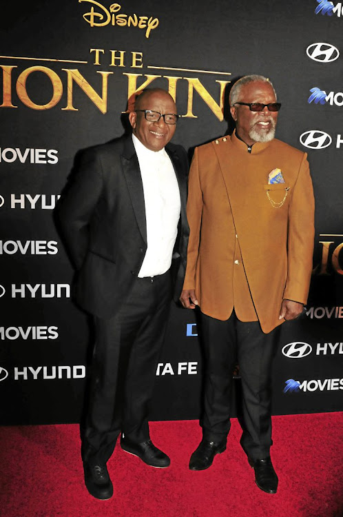 Lebo M and John Kani at the premiere of 'The Lion King' in Johannesburg.