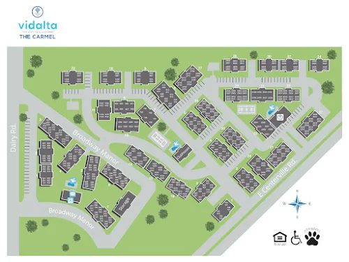 The Carmel Apartments community site map