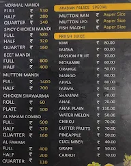 Arabian Palace menu 1