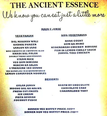 The Ancient Barbeque menu 