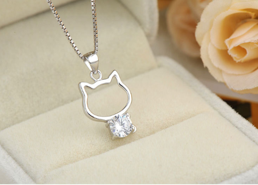 Title 2, Li silver inlaid Zircon Pendant Necklace Sterli...