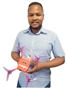 Makhosonke Kwaza with one of the drones he uses as a training and educational model at exhibits, training facilities and schools.