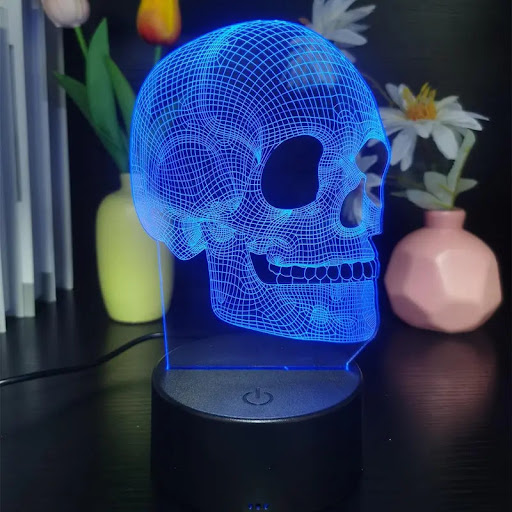 Title 3, 3D Small Night Lamp Halloween Skull Outdoor Lig...