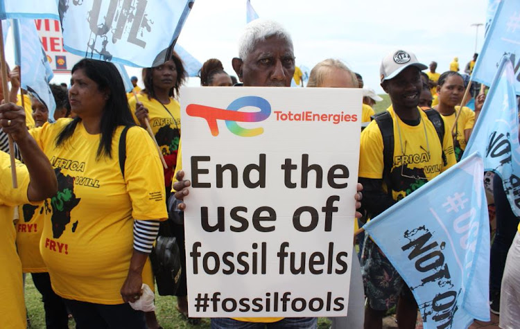 Civil society organisations march at Suncoast promenade in Durban against Shell blasting in the ocean for oil.