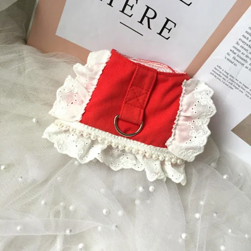 Dog Collar Skirt Cute Pet Harness with Breast Strap Rope Puppy Cat Dogs Clothes Harness Vest Dog Dress Pearl Skirt Pets 