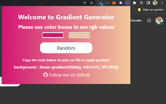 Beta CSS Gradient Color Generator chrome extension