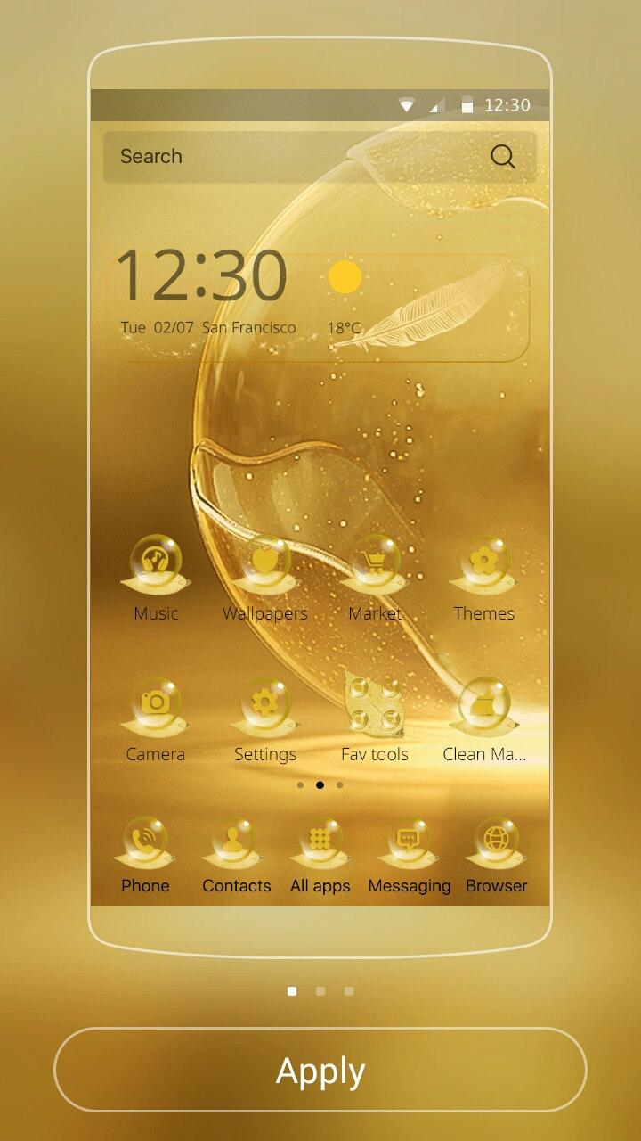Android application Gold Bubble Theme Gold Light screenshort