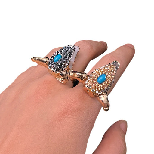Title 4, European and American Turquoise Gold-plated Rin...