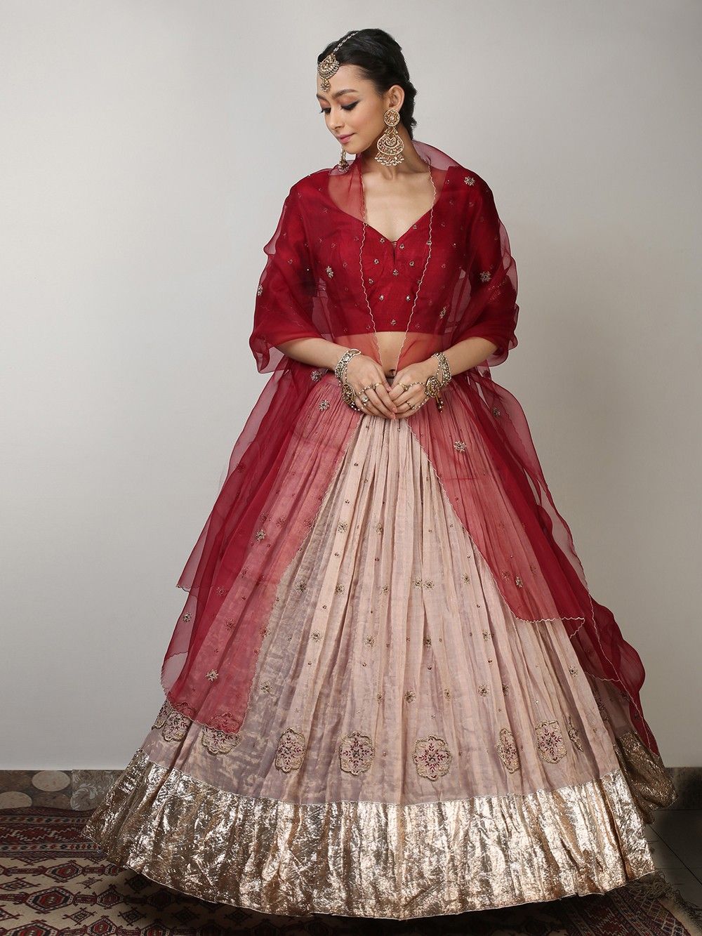 the loom - Maroon Embroidered Silk Blouse