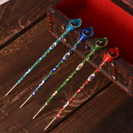 Title 3, Antique Chinese Cloisonne Ladys Hairpin, an or...