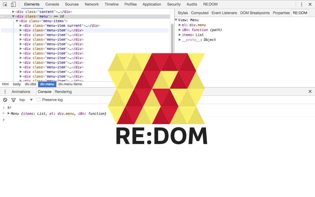 RE:DOM dev tools Preview image 3