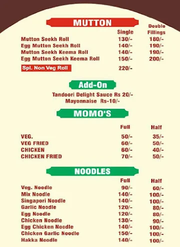 Kathi Roll Corner menu 