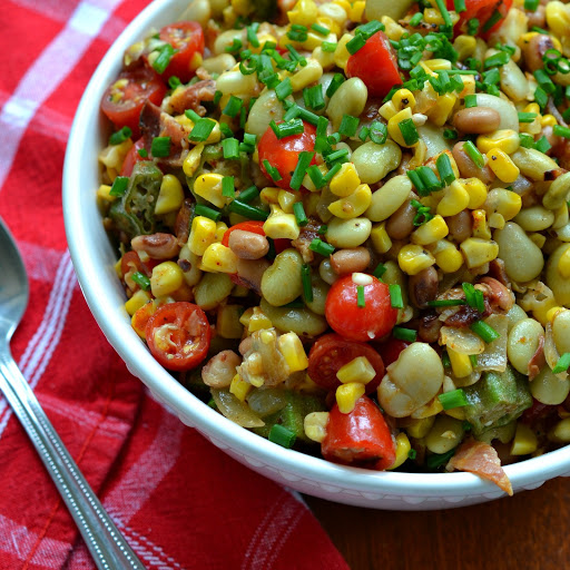 This bright and colorful Succotash Recipe is a delicious summer salad that is easy to make and quick to come together.  It is the perfect summer grilling side.