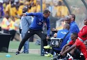 Orlando Pirates head coach Milutin Sredojevic reacts on the bench during the Absa Premiership 2017/18 match against Kaizer Chiefs at FNB Stadium in Johannesburg, South Africa on 21 October 2017.