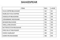 Shakespear menu 1