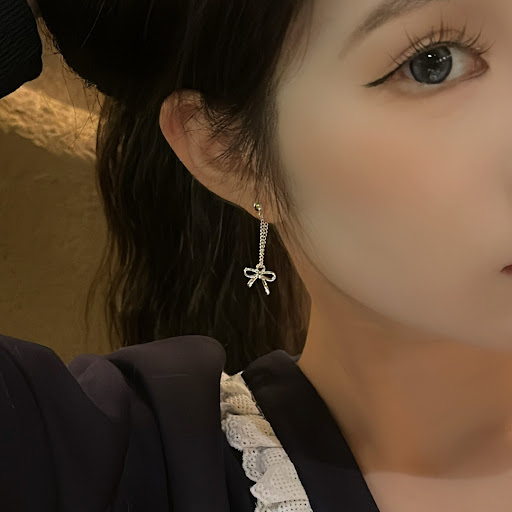 Title 3, Bow Stud Earrings Long Tassel Niche design, ele...