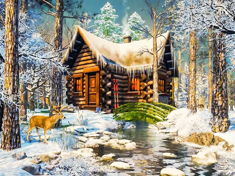 Title 1, Broderie Paysage dHiver Peinture Diamant 5D Cr...