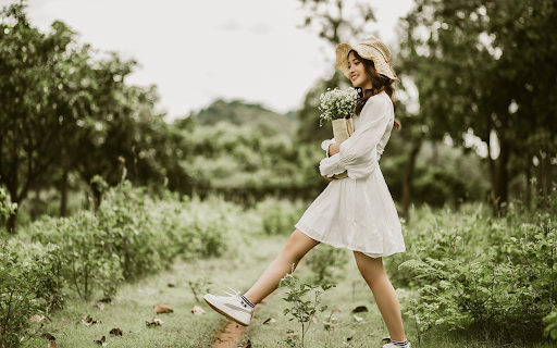 Girl fashion flowers woman dress