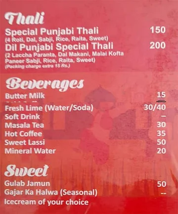 Angeera - A Unit Of Dil Punjabi Dhaba menu 