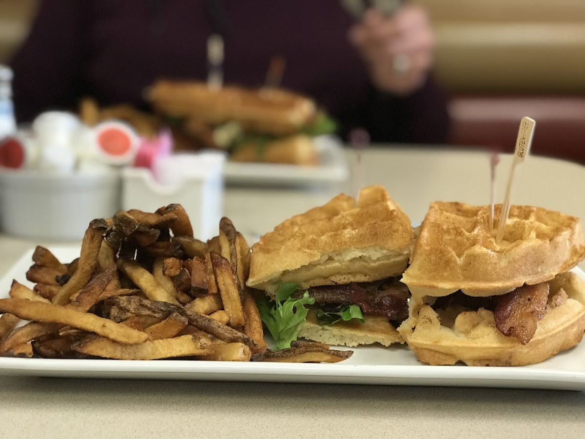 The chicken and waffle sandwich