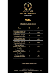 Radha's Kitchen menu 2