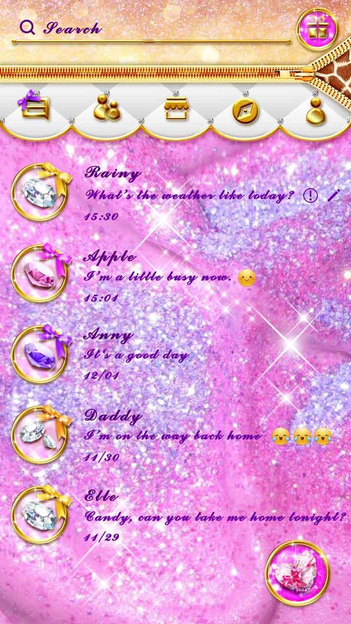 GO SMS PRO PINK BLING THEME Screen 2
