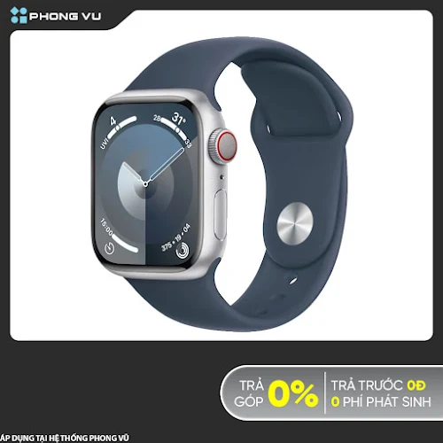 Đồng hồ Apple Watch Series 9 4G 41mm Silver (Vỏ Nhôm Dây Silicone - S/M) (MRHV3SA/A)