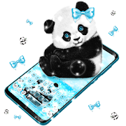 Blue Glitter Cute Panda Keyboard  Icon