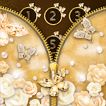 Cover Image of Download Gold Butterfly Diamond Zipper Lock 1.8 APK