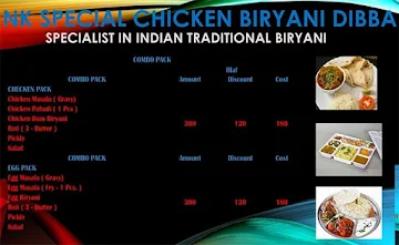 Nk Special Chicken Biryani Dibba menu 