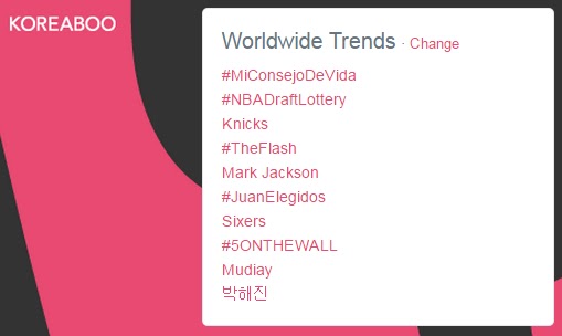 Twitter's Worldwide Trending list with Park Hae Jin (very bottom).