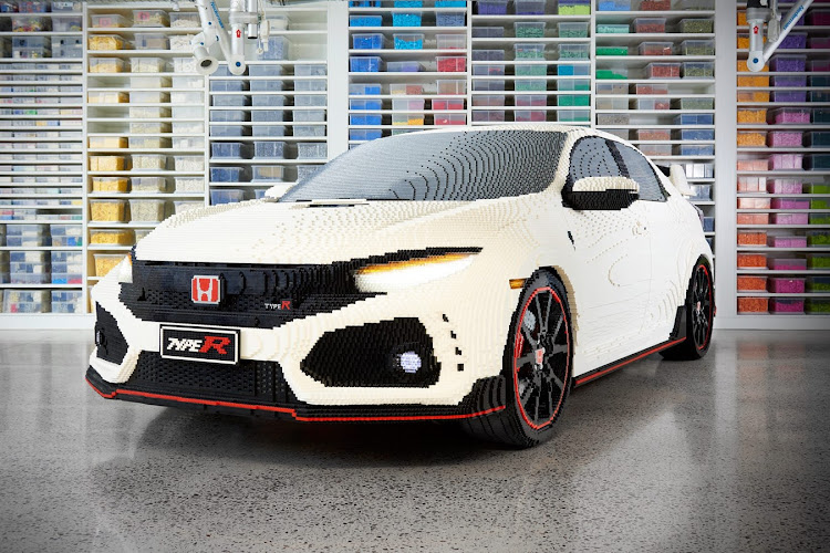 The weight of the imitation Civic Type R Lego model is 1,300kg, which pretty much rivals that of the real thing at 1,380kg. Picture: SUPPLIED