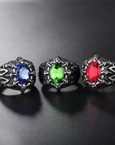 Herenmode titanium stalen ring, sto - 0