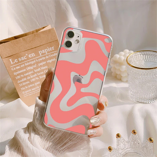 Title 3, Striped Wave Transparent Phone Case. Stylish, p...