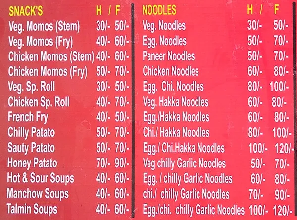 Hot & Tasty Chinese Fast Food menu 