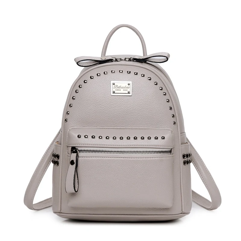 New PU Campus Schoolbag for Female Students, Casual Backpack with Studs, Trendy Design, Comfortable and Stylish for Dail