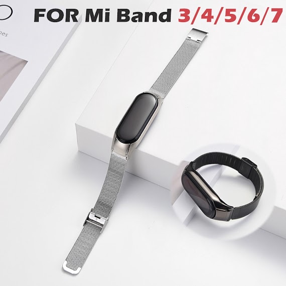 Dây Đeo Thay Thế Bằng Kim Loại Không Gỉ Cho Xiaomi Mi Band 7 Mi Band 3 / 4 / 5 / 6