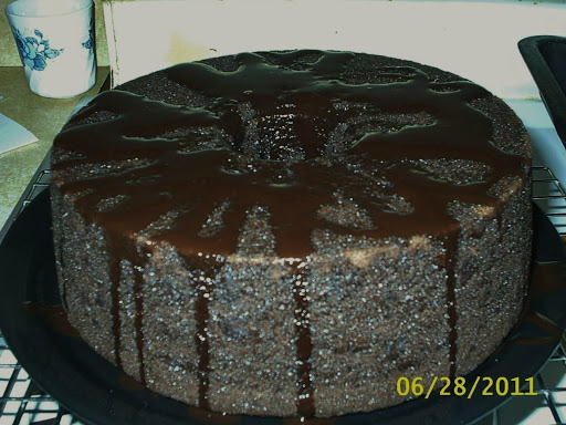 Triple Chocolate Cake with a glaze frosting. DONE and ENJOY!!