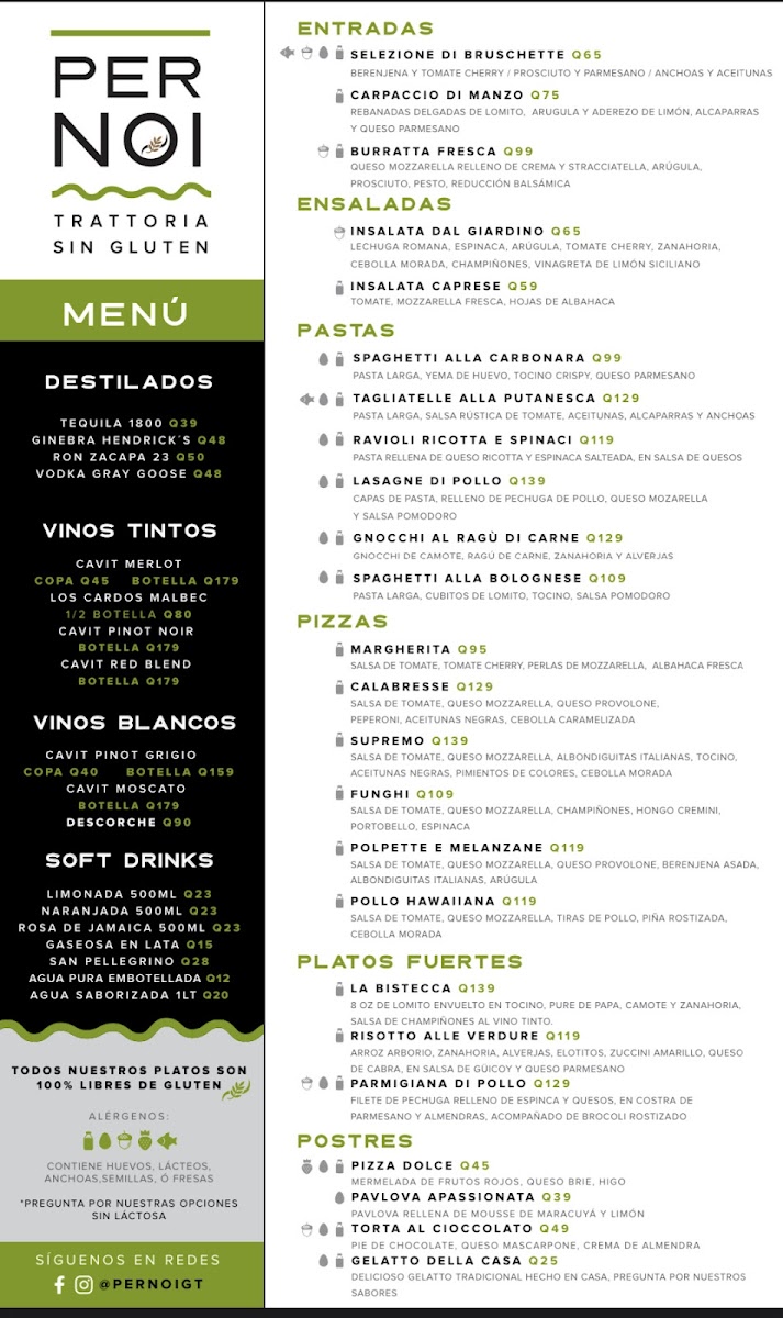 Restaurant menu