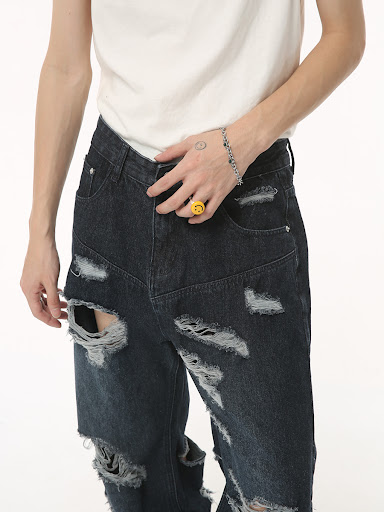 Title 4, Mens Summer Retro Loose Hole High Street Hip H...