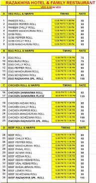 Razakhiya Hotel menu 1