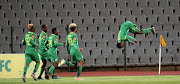 Ananias Gerbhardt celebrates after scoring. 